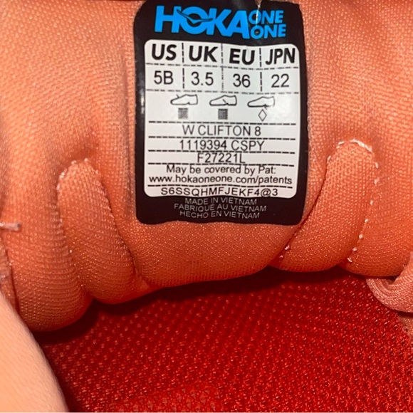 Hoka One One Womens Clifton 8 Orange Running Shoes sz 5B - Picture 8 of 8